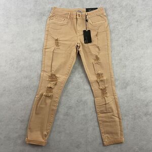 Refuge Jeans Womens Size 6 Peach Distressed Skinny Boyfriend Stretch Denim NEW